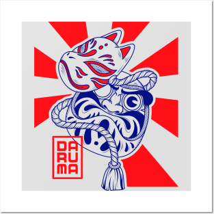 Daruma Kitsune Mask Posters and Art